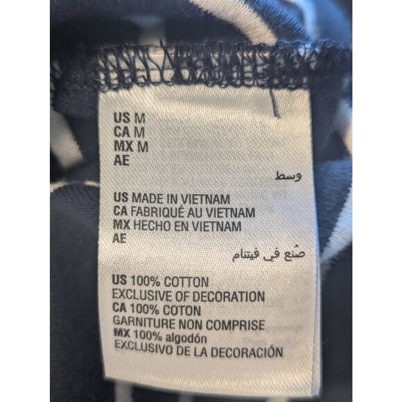 Karen Scott Striped Cotton Tee With Floral Bike Embroidery Navy/White Size M - Picture 6 of 8